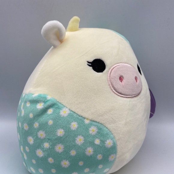NWT BELANA the Cow with Flowers 8" Easter Squishmallow Kellytoy Pillow Plush Toy - Picture 5 of 6